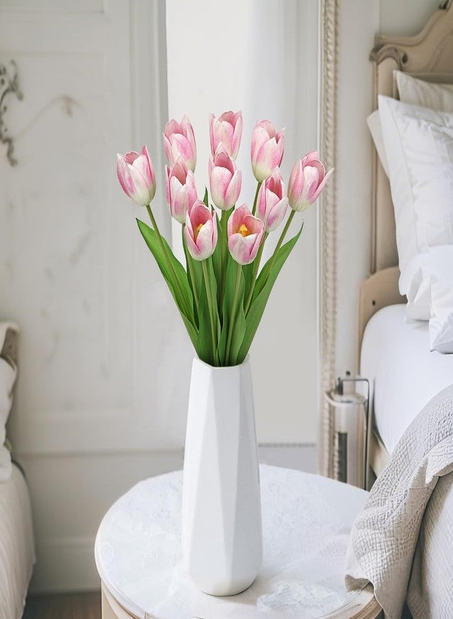 Arborus Artificial Tulips Flowers – 20" Long Stem Faux Tulips, 10PCS Real Touch Fake Pink Tulip for Vase, Farmhouse, Kitchen, Spring & Wedding Home Decor - Image 4