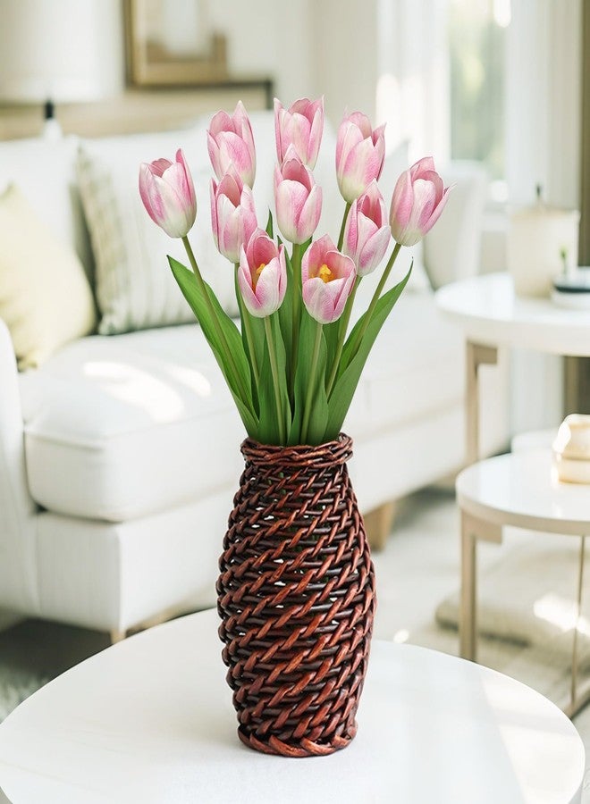 Arborus Artificial Tulips Flowers – 20" Long Stem Faux Tulips, 10PCS Real Touch Fake Pink Tulip for Vase, Farmhouse, Kitchen, Spring & Wedding Home Decor - Image 3