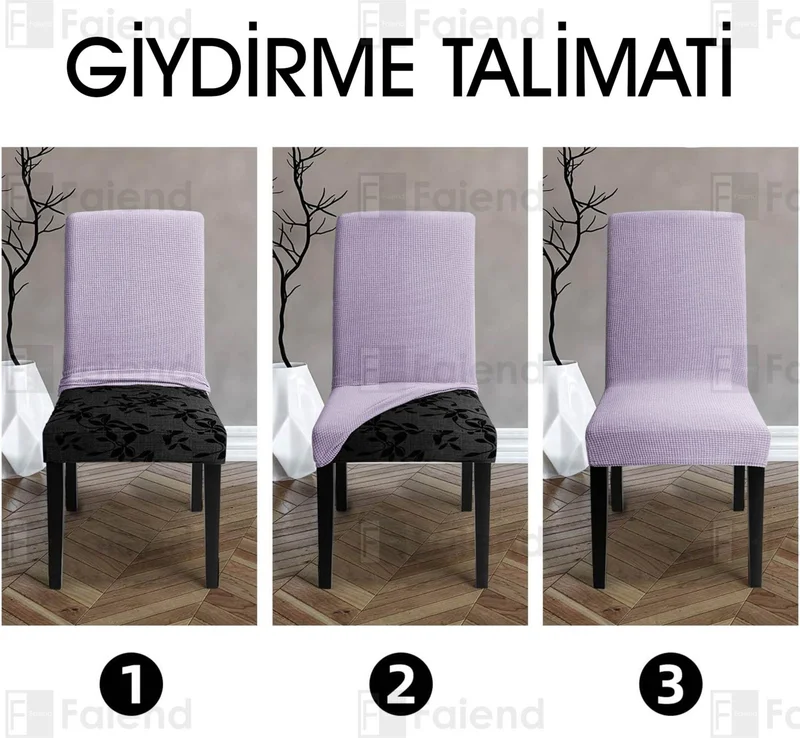 Faiend Liski Esenk Chair Cover Square pattern Stretch Elastic Mutak Chair Cover 1-pc gray color