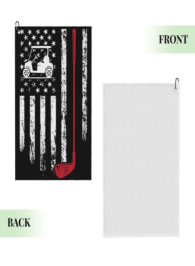 FATTTYCY Black and White American Flag Golf Towel for Golf Bags with Clip - Image 2