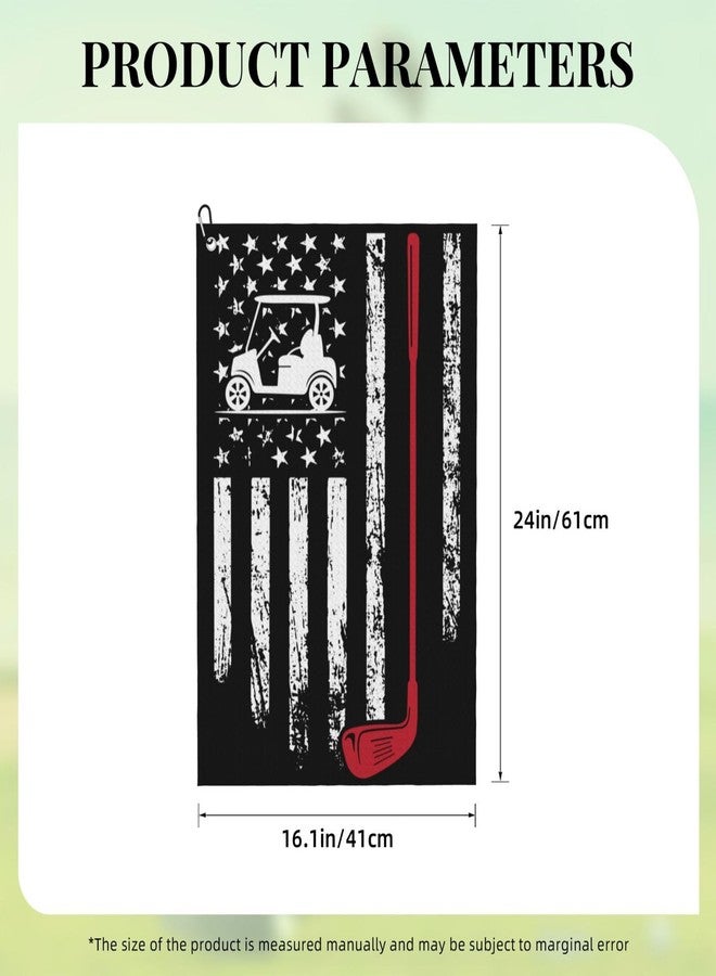 FATTTYCY Black and White American Flag Golf Towel for Golf Bags with Clip - Image 4