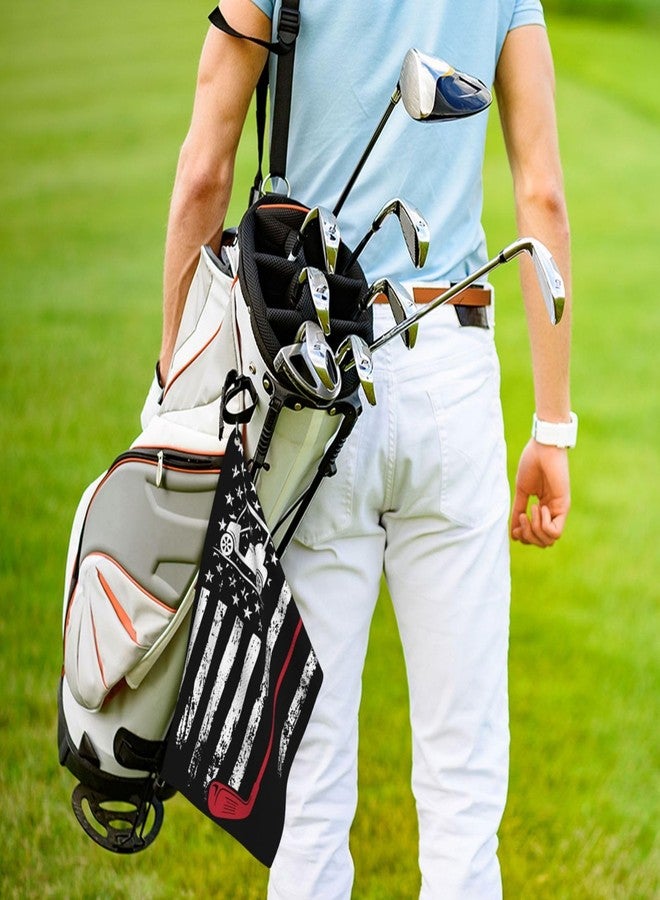 FATTTYCY Black and White American Flag Golf Towel for Golf Bags with Clip - Image 5