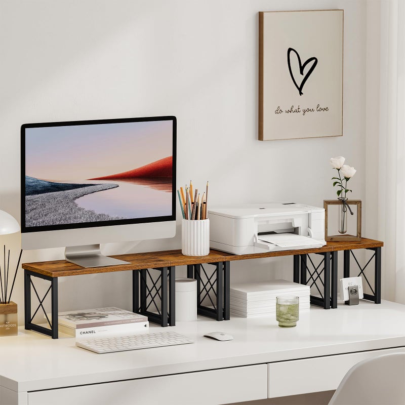 Honiter 2 Sets Desk Shelf, Desktop Organizer Shelf, 2 Tier Independent Stackable Desktop Shelves, Desktop Office Storage Rack Display Shelf - Image 2
