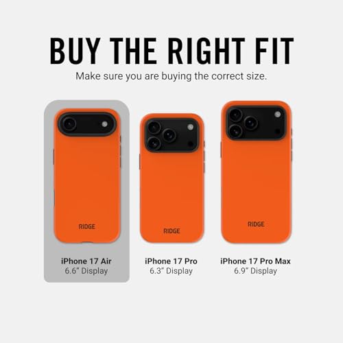 The Ridge Ridge Case Compatible with iPhone 17 AIR - Compatible with MAGSAFE & Wireless Charging, Aluminum Control Buttons, Dual-Layer Construction, TPU Bumper with Drop Protection (Basecamp Orange) - Image 2