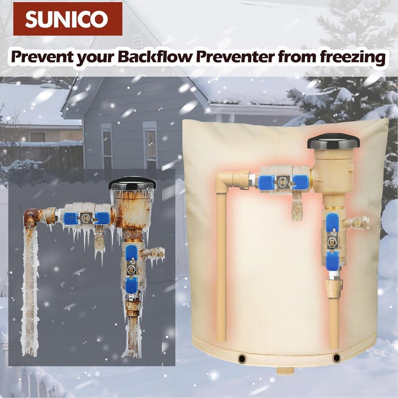 SUNICO Backflow Preventer Insulation Cover (5°F) - 5-Layer Upgrade Insulated Design Sprinkler Cover for Outside,24" W X 26" H, Backflow Insulation Cover for Sprinkler Valve ,Winter Freeze Protection - Image 3