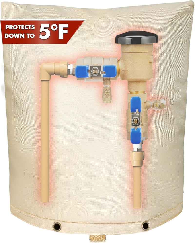 SUNICO Backflow Preventer Insulation Cover (5°F) - 5-Layer Upgrade Insulated Design Sprinkler Cover for Outside,24" W X 26" H, Backflow Insulation Cover for Sprinkler Valve ,Winter Freeze Protection - Image 1