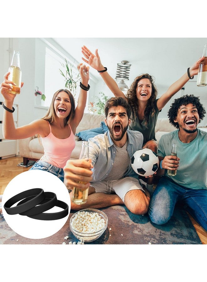 Jovitec 12 Pieces Rubber Bracelets Solid Color Silicone Wristbands Multipack Blank Wristbands Bracelets For Events Rubber Bands Party (Black) - Image 2