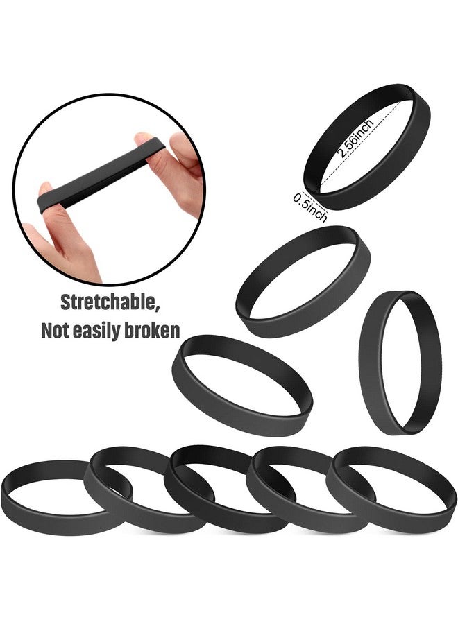 Jovitec 12 Pieces Rubber Bracelets Solid Color Silicone Wristbands Multipack Blank Wristbands Bracelets For Events Rubber Bands Party (Black) - Image 3
