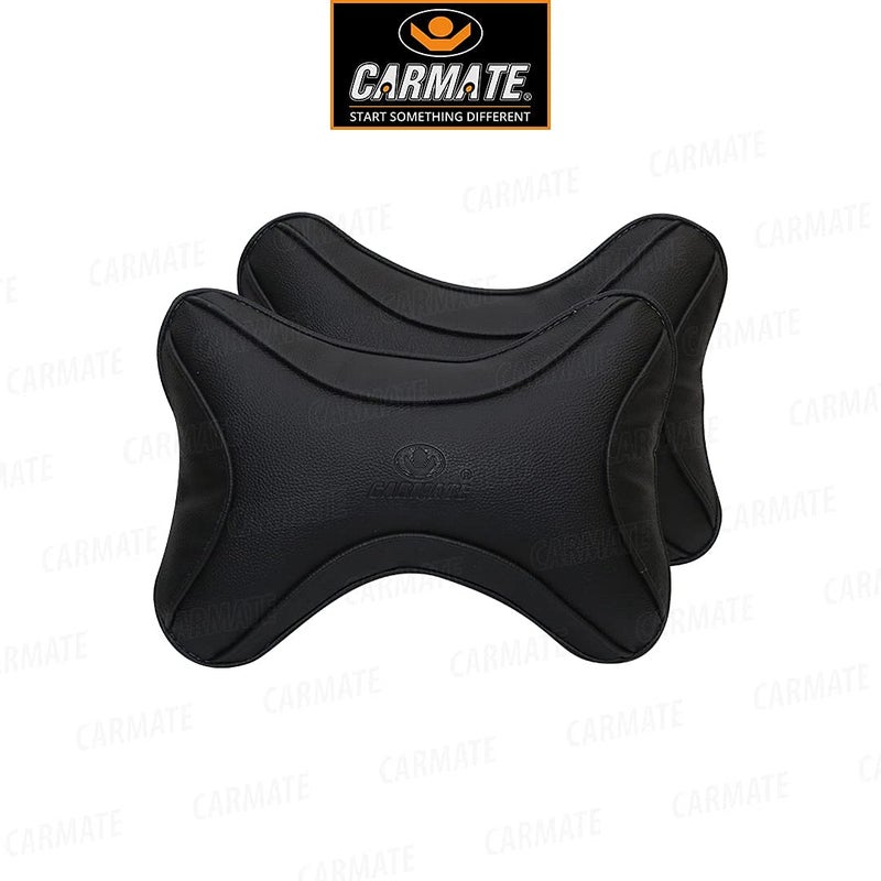 CARMATE Polyurethane & Polyester High Elastic Car Neck Rest Cushion Pillow - Pack of 2 (Black) - Image 2