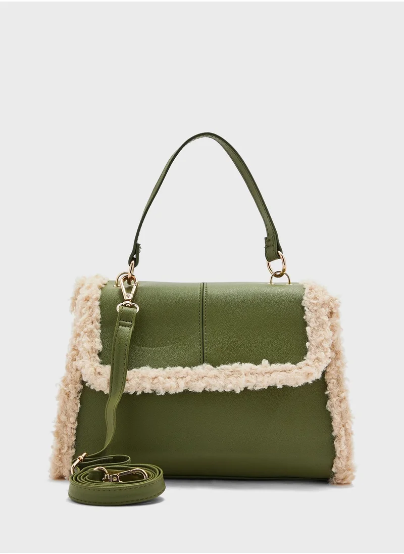 ELLA Shearling Detail Satchel Bag
