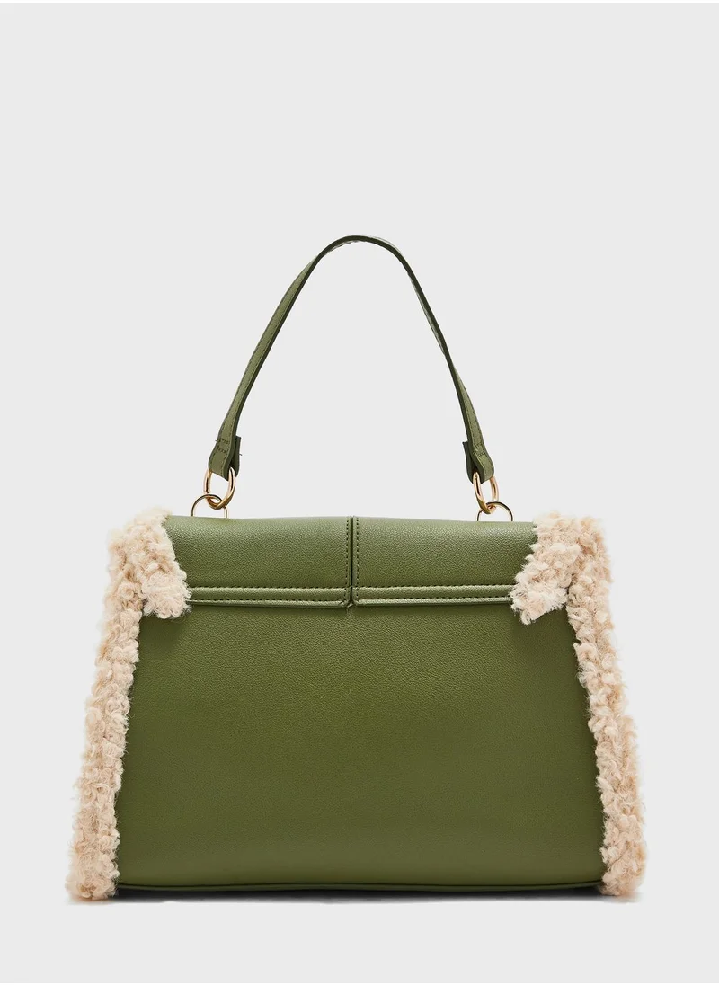 ELLA Shearling Detail Satchel Bag