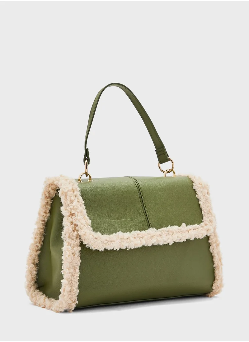 ELLA Shearling Detail Satchel Bag