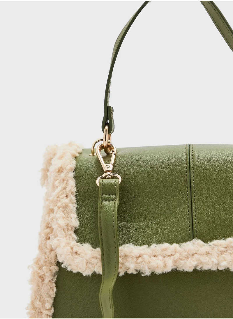ELLA Shearling Detail Satchel Bag