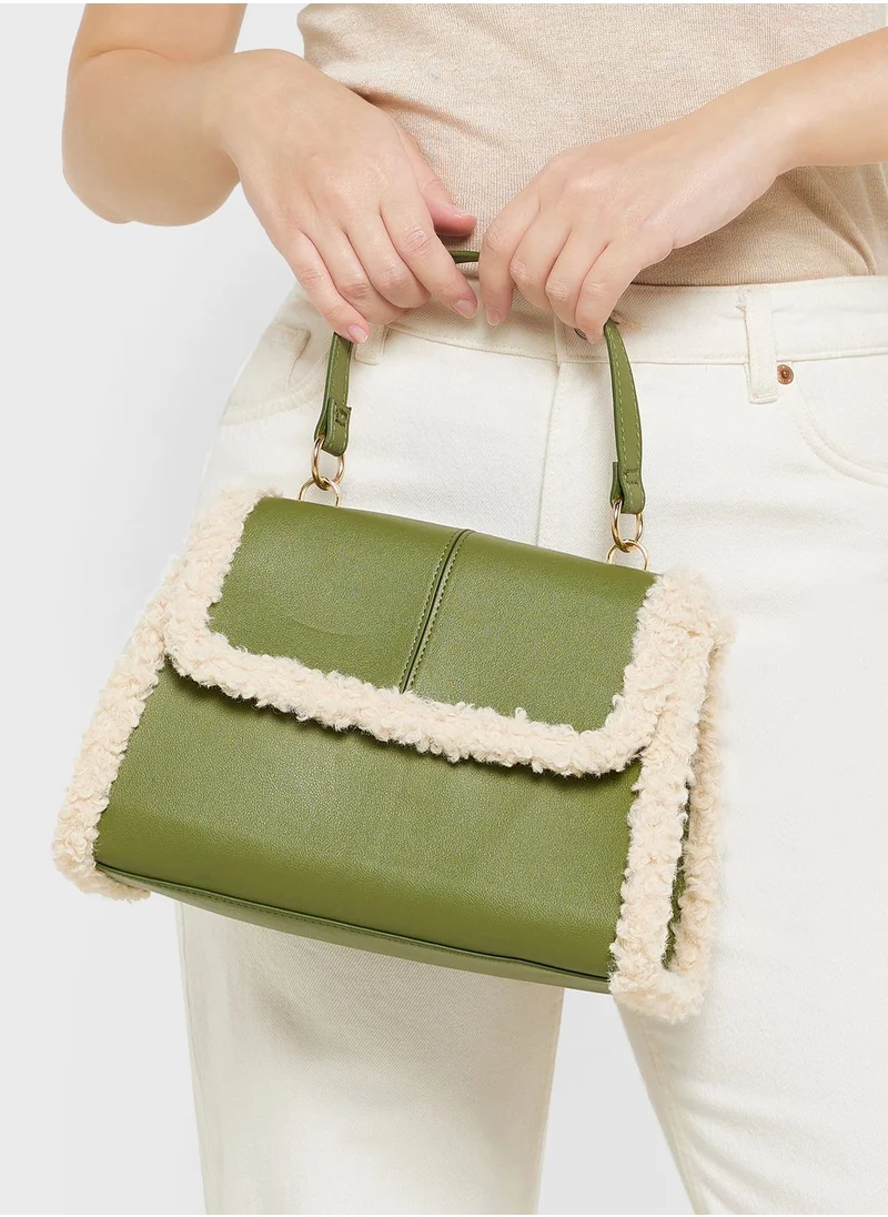 ELLA Shearling Detail Satchel Bag