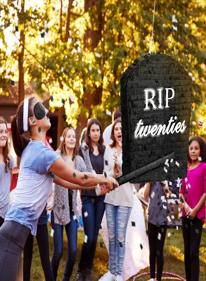 Sratte 4 Pcs Rip Twenties Piñata 10 x 14.8 x 2.7 Inch Death to My 20s Funeral Piñata for Men Women 30th Birthday Party Anniversary Funny Decoration with Stick Blindfold Confetti Bat - Image 5