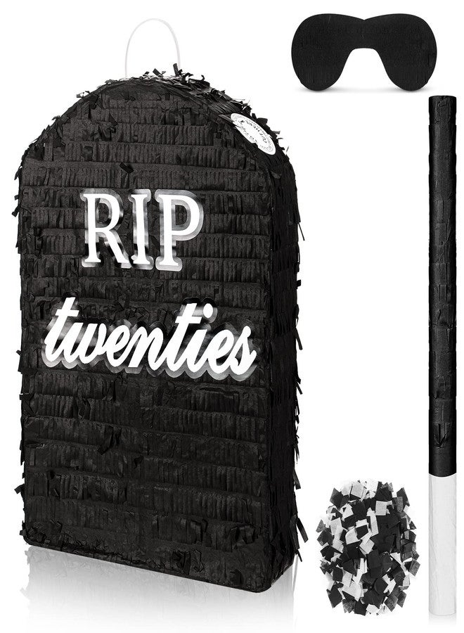 Sratte 4 Pcs Rip Twenties Piñata 10 x 14.8 x 2.7 Inch Death to My 20s Funeral Piñata for Men Women 30th Birthday Party Anniversary Funny Decoration with Stick Blindfold Confetti Bat - Image 1