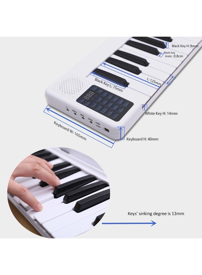 شو وو بيانو رقمي قابل للطي وشبه مرجح، مزود بلوحة مفاتيح كاملة الحجم، ومكبرات صوت مزدوجة مدمجة، وبلوتوث، وميدي، ودواسة استدامة، وحقيبة حمل، وبيانو قابل لإعادة الشحن للمبتدئين (أسود) - Image 4