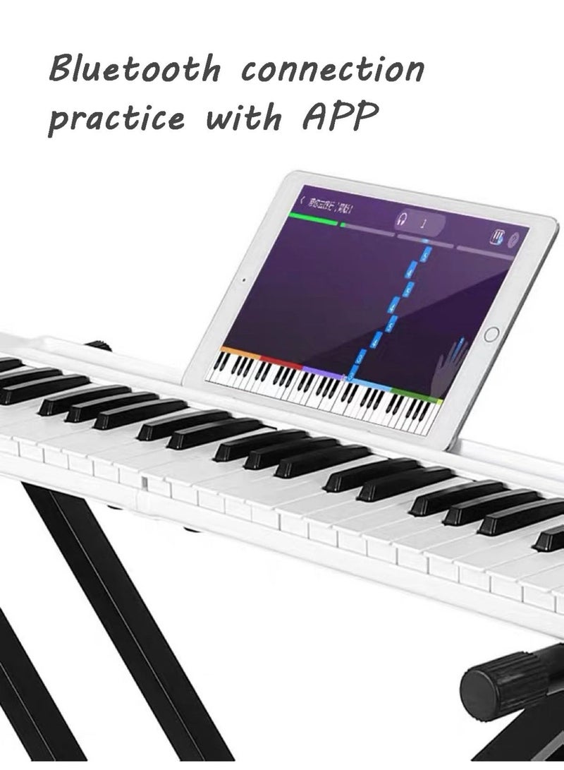 شو وو بيانو رقمي قابل للطي وشبه مرجح، مزود بلوحة مفاتيح كاملة الحجم، ومكبرات صوت مزدوجة مدمجة، وبلوتوث، وميدي، ودواسة استدامة، وحقيبة حمل، وبيانو قابل لإعادة الشحن للمبتدئين (أسود) - Image 3