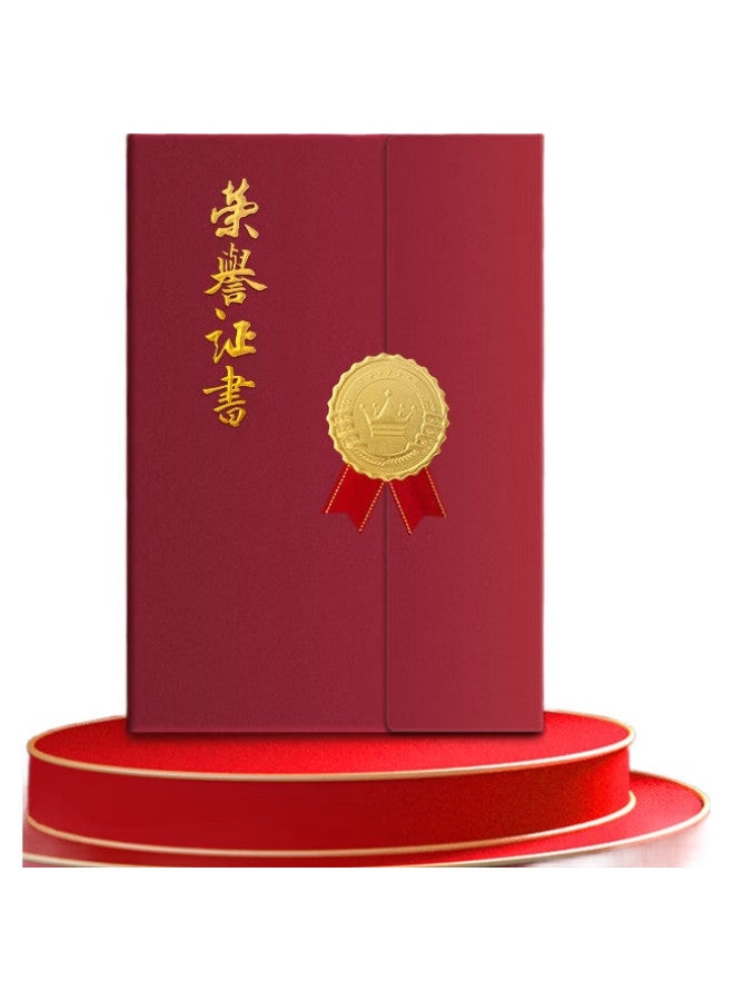 Simaa A4 European Tri-Fold Honor Certificate, Red, 5-Pack (8 Inner Pages), Thickened Cover For Custom Graduation, Completion, Appointment, And Award Certificates, 23281 - Image 3