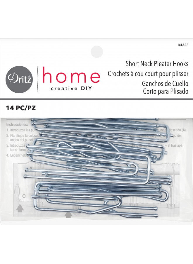 Dritz Home 44323 Short Neck Pleater Drapery Hooks (14-Piece) , Silver - Image 1