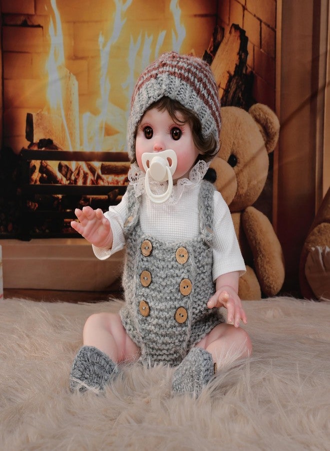 Cloveray Reborn Baby Doll, 18-Inch Realistic Newborn Baby Doll with Hand-Rooted Hair and Cute Sweater, Full-Body Vinyl Baby Dolls for 3+ Ages, Gifts, Collect - Image 3