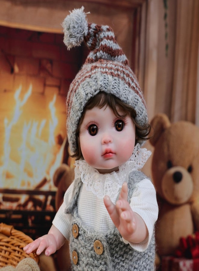 Cloveray Reborn Baby Doll, 18-Inch Realistic Newborn Baby Doll with Hand-Rooted Hair and Cute Sweater, Full-Body Vinyl Baby Dolls for 3+ Ages, Gifts, Collect - Image 2