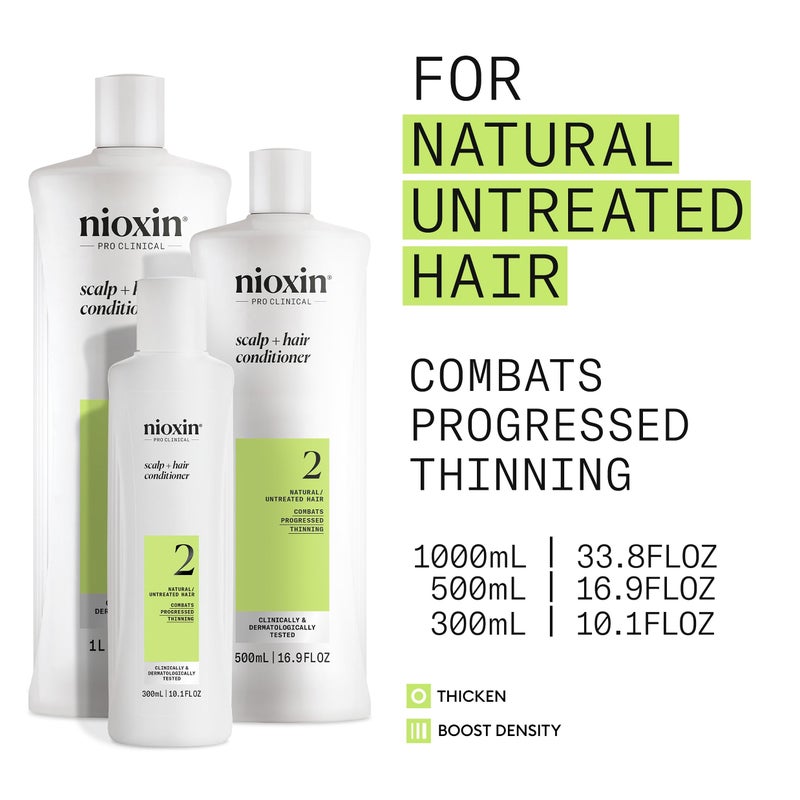 Nioxin Scalp + Hair Thickening System 2 Conditioner| For Natural or Untreated Hair with Progressed Thinning| With Niacinamide and Biotin | 33.8 Fl oz. - Image 3