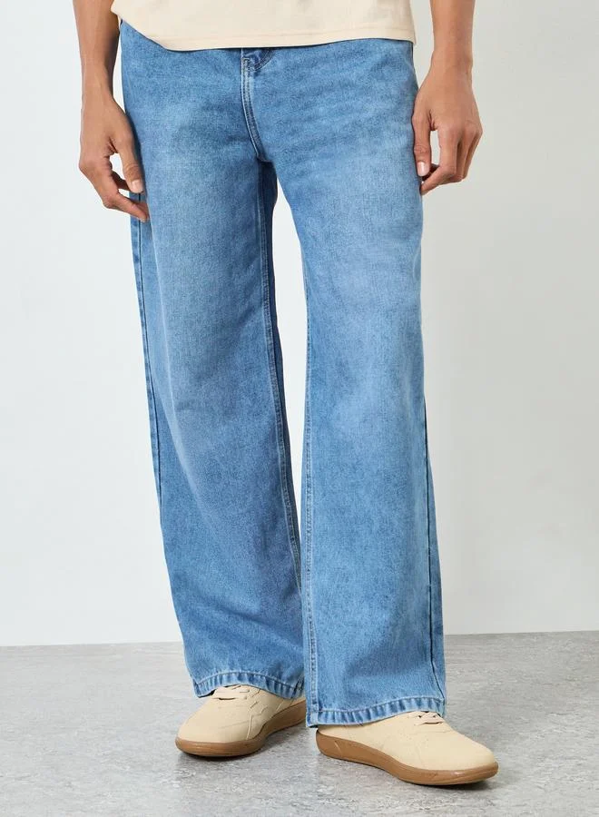 Styli Men Baggy Jeans with Applique Pocket Detail