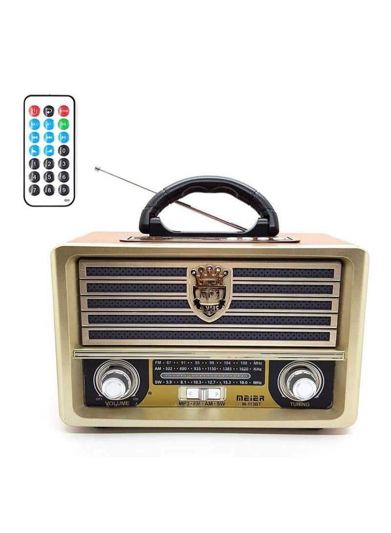 M-115 Portable Vintage Shortwave Radio with Bluetooth Speaker Rechargeable Battery - Image 1