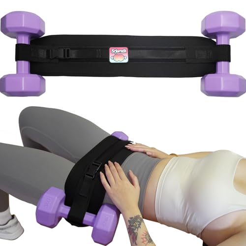 Srjornth Pro Portable Hip Thrust Belt Premium Booty Builder for Dumbbell Kettlebell Workouts Gym Home Travel Glute Trainer Lightweight Foldable Design Attached is a Velcro badge SlipResistant Padding for Hip Protection Black - Image 1