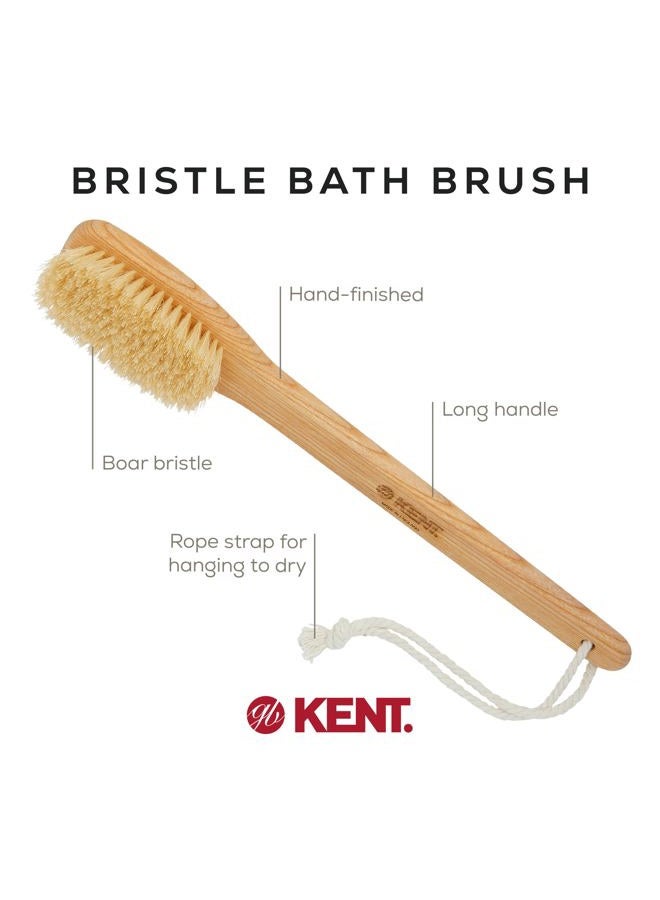 Kent FD5 Beechwood Wood Long Handle Shower Bath Body Brush. for Skin Exfoliate and Massage. 100% Boar Bristles. Best Back Body, Foot and Leg Scrubber Brushing for Wet and Dry Body. Made in England - Image 4
