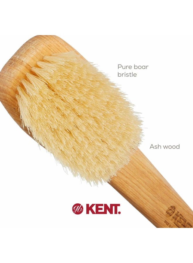 Kent FD5 Beechwood Wood Long Handle Shower Bath Body Brush. for Skin Exfoliate and Massage. 100% Boar Bristles. Best Back Body, Foot and Leg Scrubber Brushing for Wet and Dry Body. Made in England - Image 5
