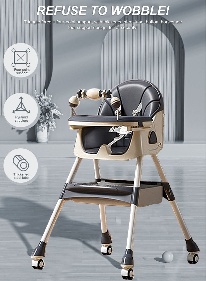 ما بيبي كرسي طعام للأطفال متعدد الوظائف قابل للتعديل والحمل، كرسي هزاز منزلي مع صندوق تخزين - Image 3