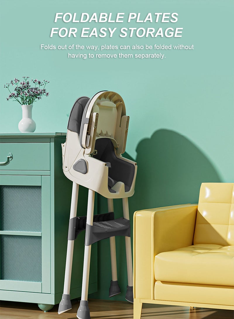 ما بيبي كرسي طعام للأطفال متعدد الوظائف قابل للتعديل والحمل، كرسي هزاز منزلي مع صندوق تخزين - Image 4