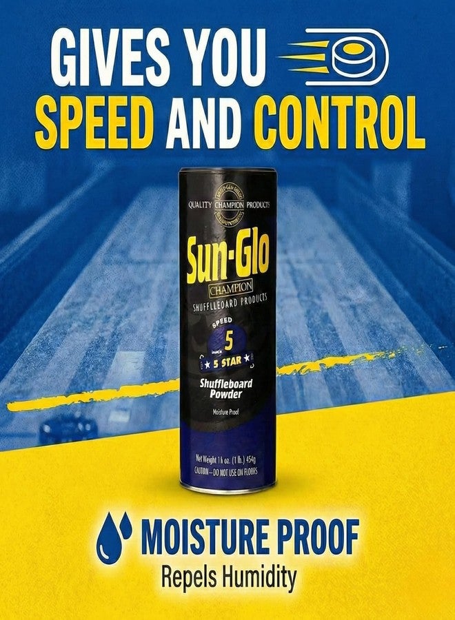 Sun-Glo Speed #5 (Five Star) Shuffleboard Powder Wax – Medium-Slow Speed for 12-16 Foot Tables – 16 oz Shaker Can (Pack of 2) - Image 5