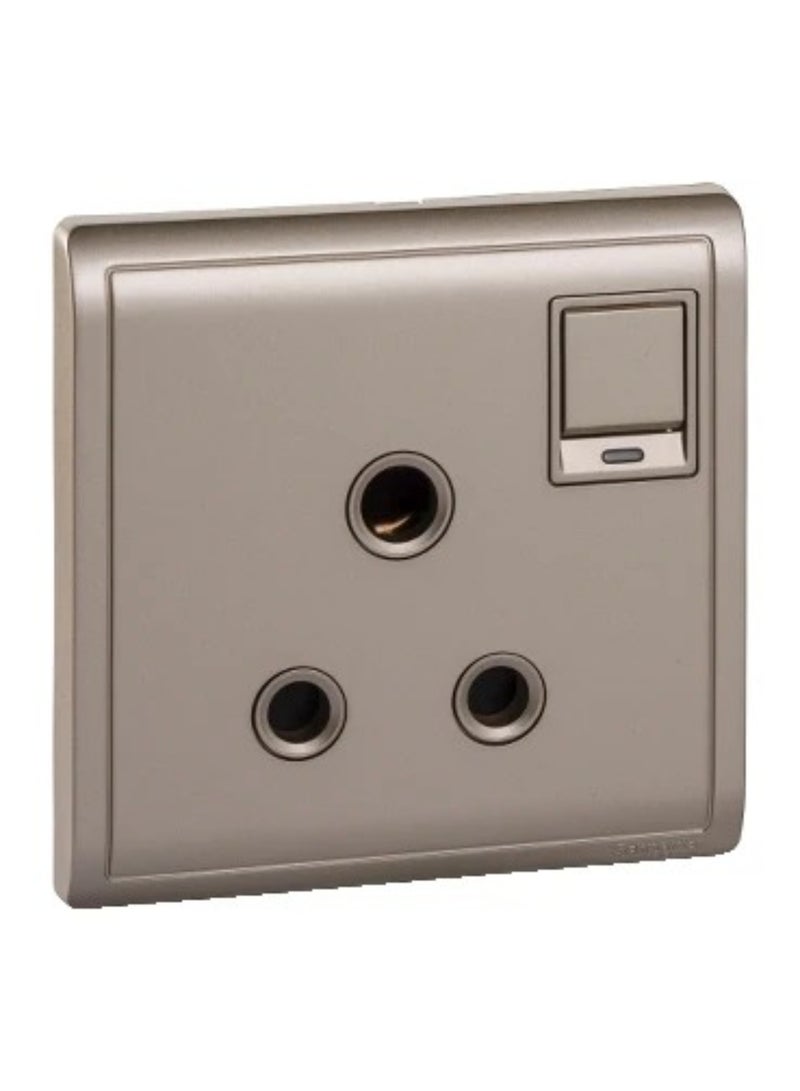 شنايدر إلكتريك Pieno 15A 250V 1 Gang 3 Round Pin Switched Socket with Neon، Wine Gold (رقم الموديل - E8215_15N_WG_G1) - Image 1