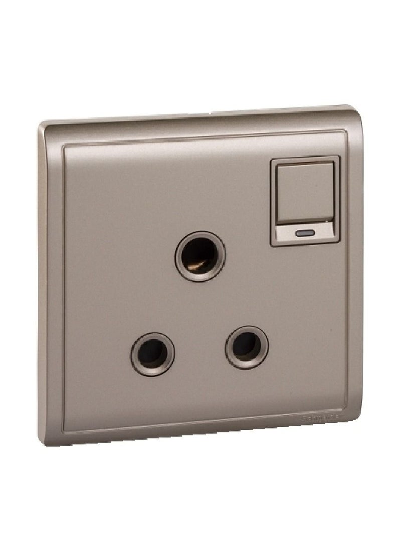 Schneider Electric Schneider Electric Pieno 15A 250V 1 Gang 3 Round Pin Switched Socket with Neon, Wine Gold (Model Number - E8215_15N_WG_G1) 