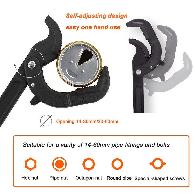 LEJOSTOL Multi-function Magic Wrench Universal Adjustable Wrenches 1045 Steel, Pipe Wrench Set 10.5 and 15-Inch,2-Piece - Image 3