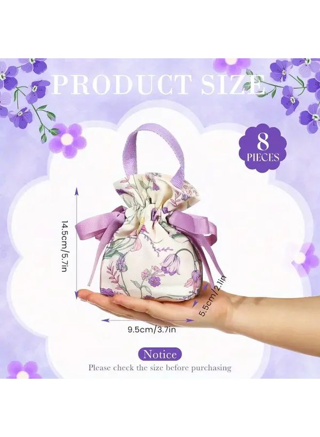 15 Pcs Purple Floral Gift Bags With Handles Wedding Party Favor Candy Bags - Image 2