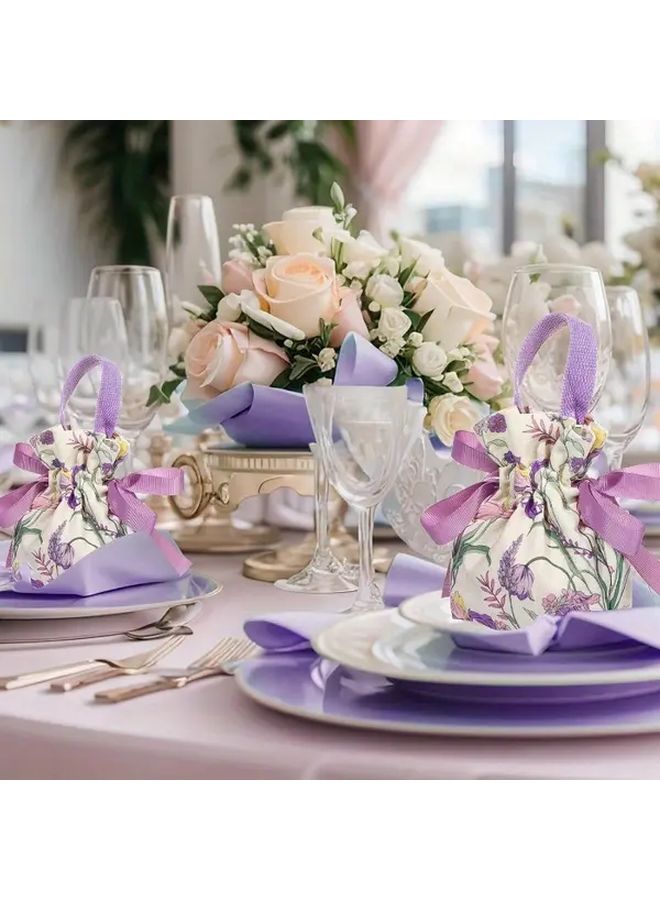 15 Pcs Purple Floral Gift Bags With Handles Wedding Party Favor Candy Bags - Image 5
