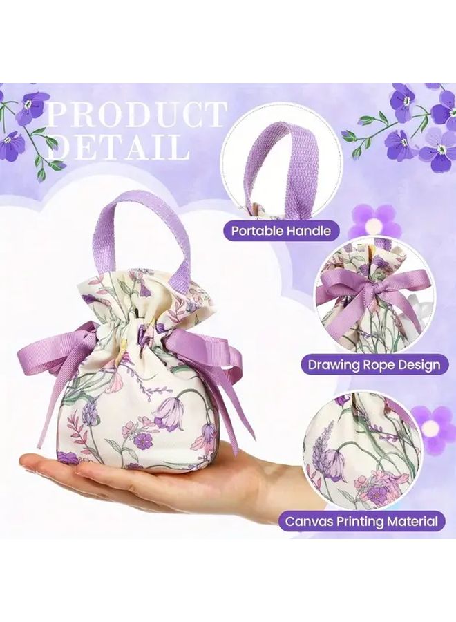 15 Pcs Purple Floral Gift Bags With Handles Wedding Party Favor Candy Bags - Image 4