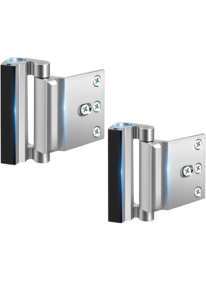 PROMASS Home Security Door Lock, Childproof Door Reinforcement Lock with 3" Stop Withstand 800 lbs for Inward Swinging Door, Upgrade Night Lock to Defend Your Home 3 Inch Silver,Guard Bedroom Patio, 2 Pack - Image 1
