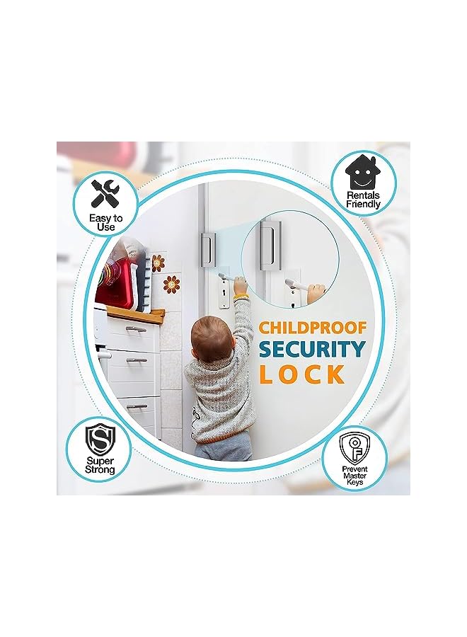 PROMASS Home Security Door Lock, Childproof Door Reinforcement Lock with 3" Stop Withstand 800 lbs for Inward Swinging Door, Upgrade Night Lock to Defend Your Home 3 Inch Silver,Guard Bedroom Patio, 2 Pack - Image 2