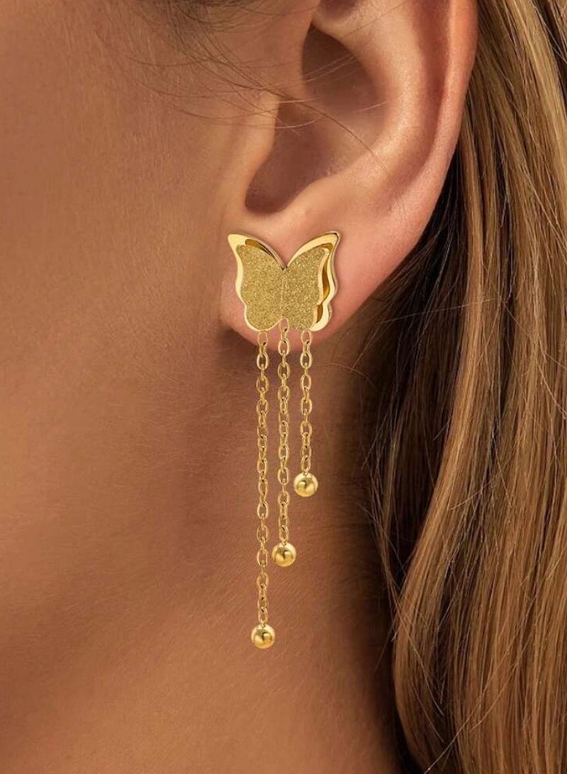 إيكوال حلق اذن نسائي أنيق مصنوع من الاستانلس ستيل ومطلي باللون الذهبي - Image 1