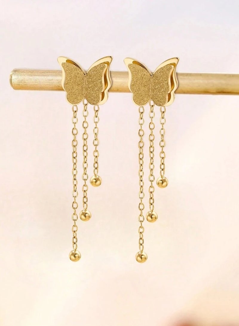 إيكوال حلق اذن نسائي أنيق مصنوع من الاستانلس ستيل ومطلي باللون الذهبي - Image 4