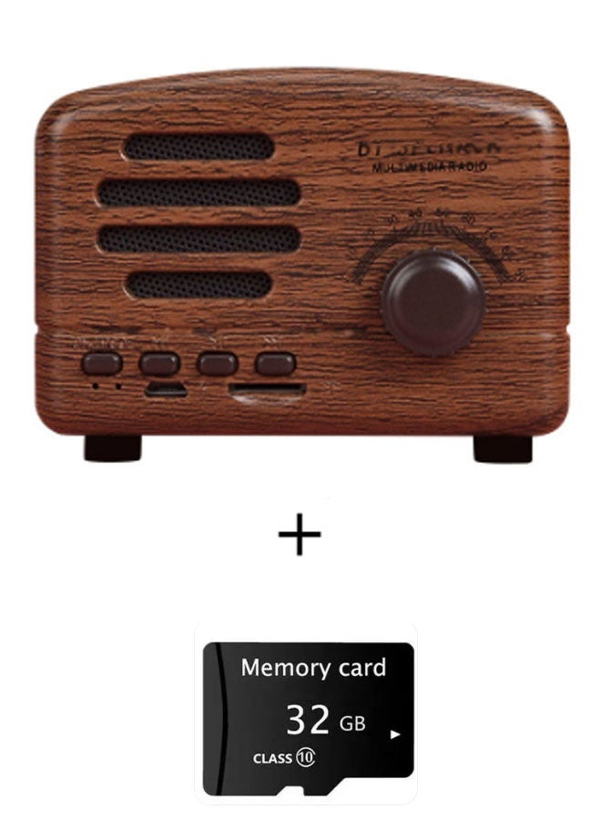 Neutral Walnut-grain retro mini Bluetooth speaker with 32GB memory card. Compact and portable for music playback and answering calls. Ideal for birthday gatherings, outdoor dining, parties and similar occasions. (Brown) - Image 1
