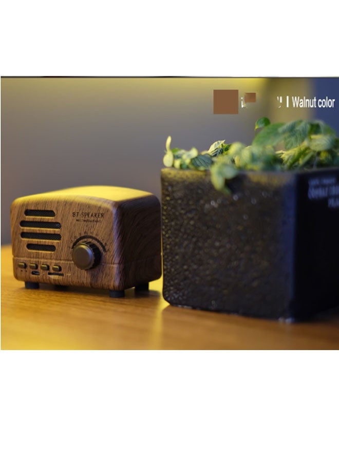 Neutral Walnut-grain retro mini Bluetooth speaker with 32GB memory card. Compact and portable for music playback and answering calls. Ideal for birthday gatherings, outdoor dining, parties and similar occasions. (Brown) - Image 2