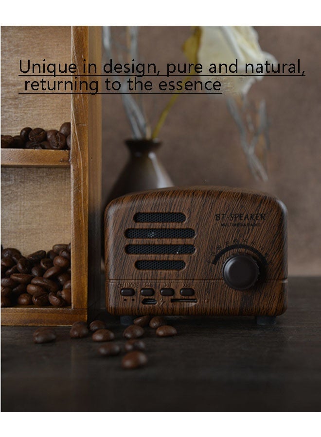Neutral Walnut-grain retro mini Bluetooth speaker with 32GB memory card. Compact and portable for music playback and answering calls. Ideal for birthday gatherings, outdoor dining, parties and similar occasions. (Brown) - Image 3