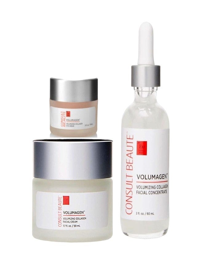 Consult Beaute Volumagen TRIO Skin Care For Plumper & Smoother Skin - Collagen, Hyaluronic Acid and Ceramides - Doctor Formulated for Face, Neck and Eyes - Boost Moisture for Glowing Complexion - Image 1