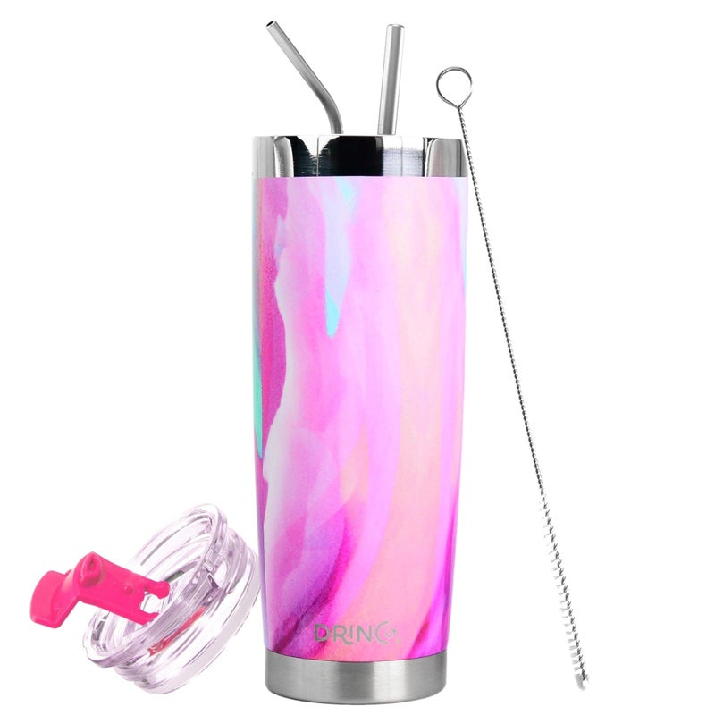 Drinco - 20 oz Stainless Steel Tumbler  Double Walled Vacuum Insulated Mug With Lid  2 Straws  For Hot & cold Drinks (20oz  20oz galaxy)
